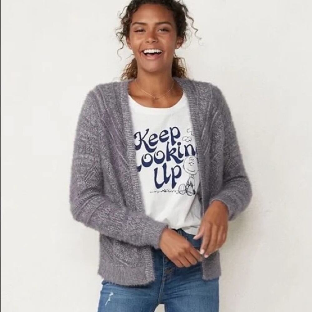 LAUREN CONRAD Heather Gray Cardi NWT M